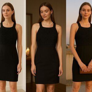 Anthropologie Women Lace Sheath Dress Black 00 Quiet Luxury Coquette Minimalist